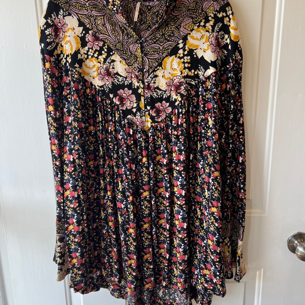 Free People Floral Long Sleeve Dress medium